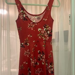 H&M red floral print skater mini dress